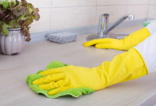 Technician treating pet odour in a living room carpet
